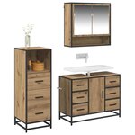 vidaXL Ensemble de mobilier de salle de bain 3 Pièces chêne artisanal