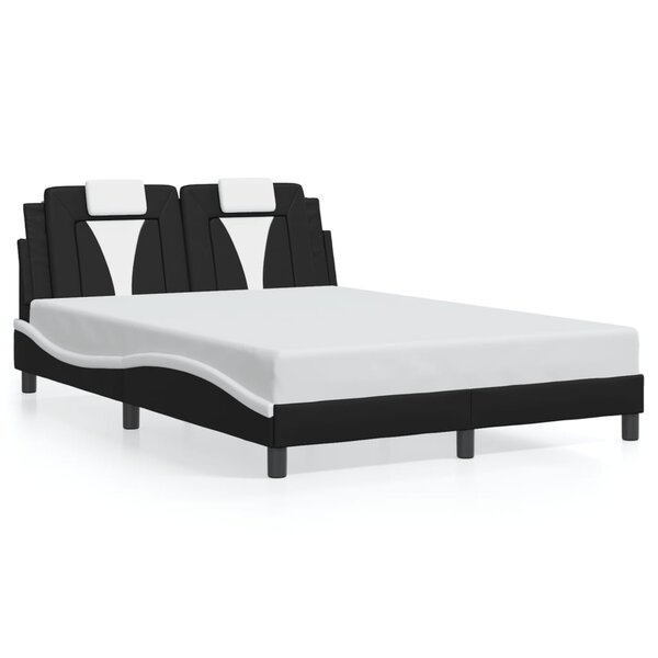 vidaXL Cadre de lit sans matelas noir et blanc 140x200 cm similicuir