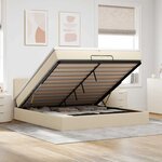 VidaXL Cadre de lit ottoman avec matelas crème 200x200cm tissu
