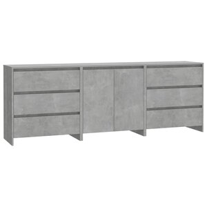 vidaXL Buffets 3 Pièces Gris béton Bois d'ingénierie