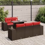 vidaXL Salon de jardin avec coussins 6Pièces marron résine tressée acacia