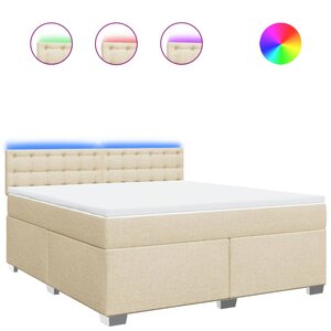 vidaXL Sommier à lattes de lit avec matelas Crème 180x200 cm Tissu