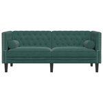vidaXL Canapé Chesterfield avec traversins 2 places vert foncé velours