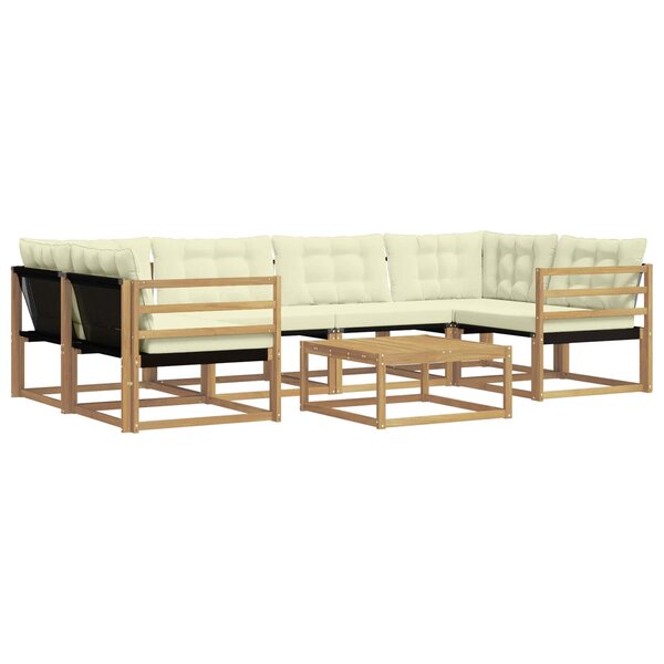 vidaXL Ensemble de canapés d'extérieur 7 Pièces Blanc et crème