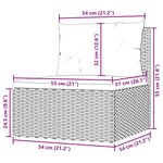 vidaXL Canapé central de jardin avec coussins noir résine tressée