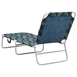 vidaXL Chaise longue pliable acier et tissu motif de feuilles