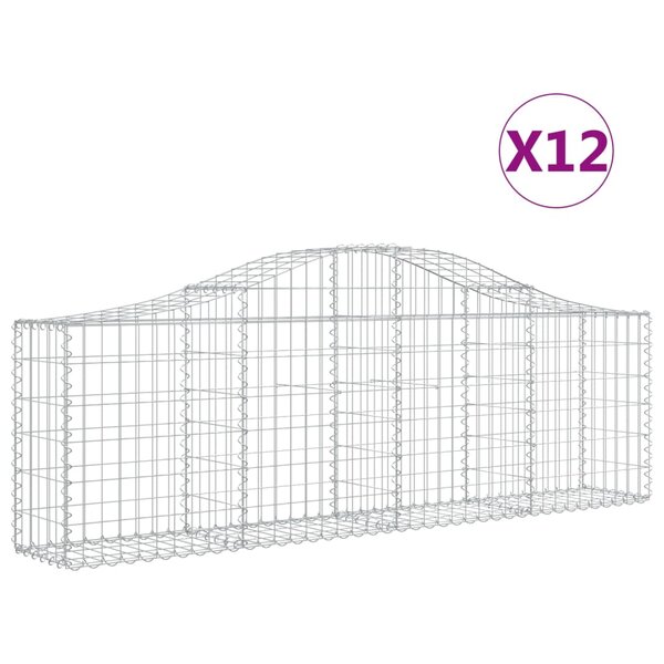 vidaXL Paniers à gabions arqués 12 Pièces 200x30x60/80 cm Fer galvanisé