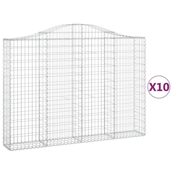 vidaXL Paniers à gabions arqués 10 Pièces 200x30x140/160 cm Fer galvanisé