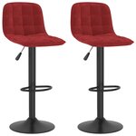 vidaXL Tabourets de bar lot de 2 rouge bordeaux velours