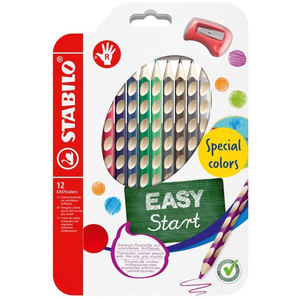 STABILO Crayon de couleur EASYcolors droitier   étui de 12
