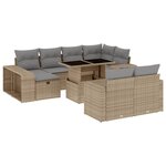 vidaXL Salon de jardin 11 Pièces avec coussins beige résine tressée