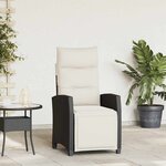 vidaXL Chaise de jardin inclinable avec table d'appoint noir polyrotin