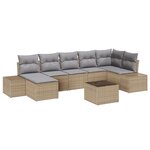 vidaXL Ensemble de canapé de jardin 8 pièces avec des coussins noirs en poly rotin