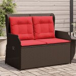vidaXL Banc inclinable de jardin avec coussins marron résine tressée