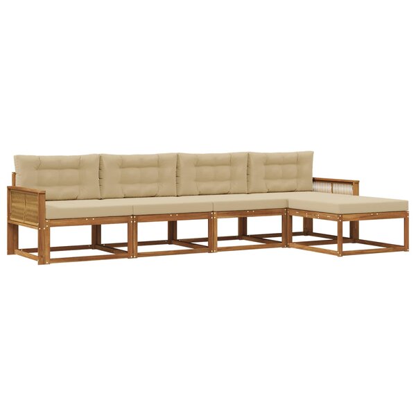 vidaXL Ensemble de canapés d'extérieur 5 Pièces Naturel et Beige