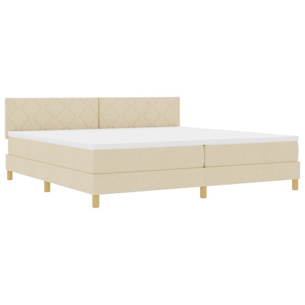 vidaXL Lit Box Spring avec Matelas & LED Crème 200x200 cm Tissu