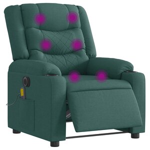 vidaXL Fauteuil de massage inclinable électrique Vert foncé Tissu