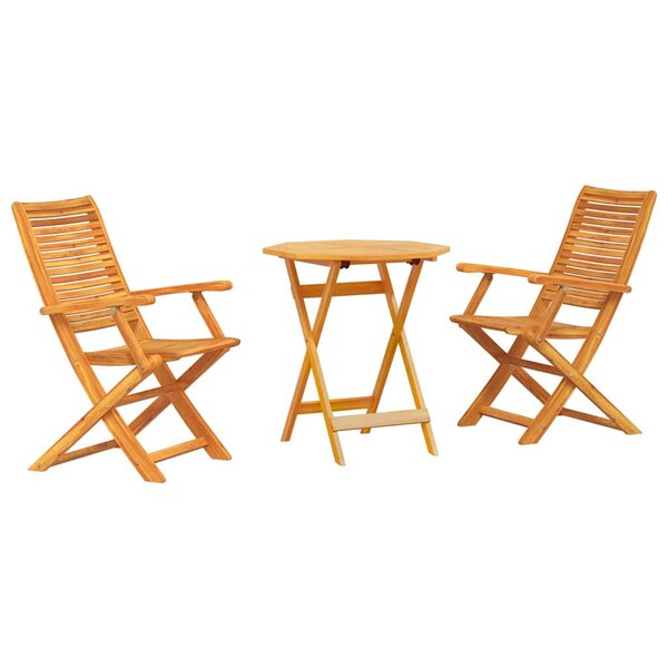 vidaXL Ensemble bistro pliant 3 pc Marron Bois d'Acacia Massif