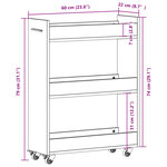 vidaXL Armoire avec roues chêne fumé 60x22x79 cm bois d'ingénierie
