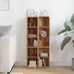 vidaXL Armoires à CD 2 Pièces vieux bois 21x16x93 5 cm bois d'ingénierie