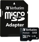 Carte mémoire Micro SD Verbatim 32Go SDHC Class 10 + adaptateur