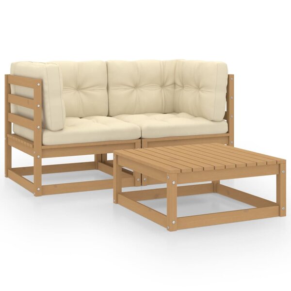 vidaXL Salon de jardin 3 Pièces avec coussins Bois de pin massif