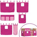 vidaXL Lit superposé avec rideaux rose 90x200 cm bois pin massif