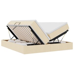 vidaXL Lit avec rangement et matelas Crème 200 x 200 cm Polyester