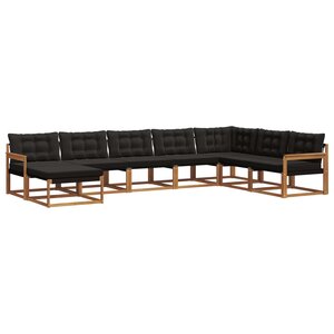 vidaXL Ensemble de canapés d'extérieur 8 Pièces Naturel et Noir
