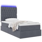 vidaXL Lit avec rangement et LED Gris foncé 90 x 200 cm Velours