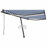 vidaXL Auvent automatique capteur de vent/LED 400x350 cm Bleu et blanc
