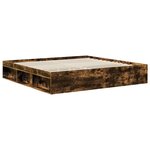 vidaXL Cadre de lit Chêne fumé 200 x 200 cm Pin massif
