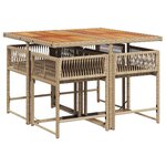 vidaXL Ensemble à manger de jardin avec coussins 5Pièces Beige poly rotin