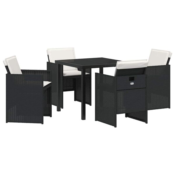vidaXL Ensemble de salle à manger pour jardin 5 Pièces Noir Poly rotin