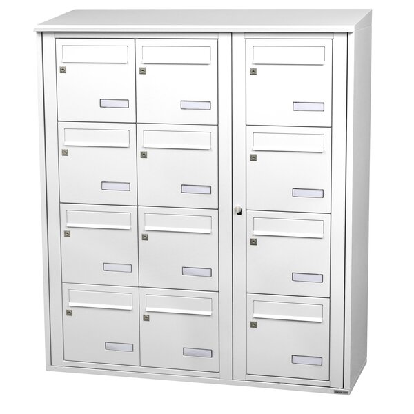 Bloc collectif Leabox  3x4  grade 3  simple face  extérieur  fixation murale  blanc neige ral 9016 finition brillante