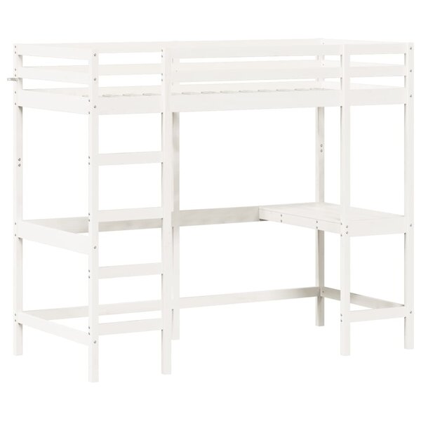 vidaXL Lit superposé avec bureau blanc 90x190 cm bois de pin massif