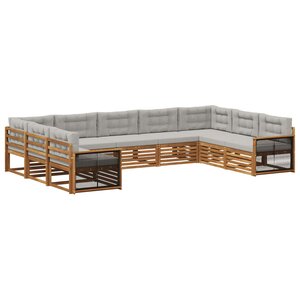 vidaXL Ensemble de canapés d'extérieur 9 Pièces Naturel et gris clair