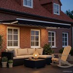 vidaXL Cadre de store manuel avec LEDs Noir et Blanc 3 x 2 5 m