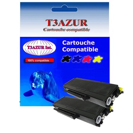 2 Toners compatibles avec Brother TN3170, TN3280 pour Brother DCP8070, DCP8070D - 8 000 pages - T3AZUR