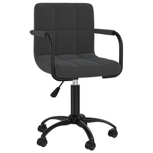Chaise fauteuil siège pivotante de bureau informatique étude velours noir 02_0024166