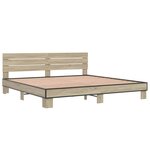 vidaXL Cadre de lit chêne sonoma 180x200 cm bois d'ingénierie et métal