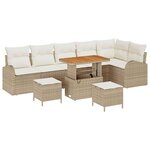 Ensemble de Canapé de Jardin vidaXL 9 Pièces avec Coussins Beige Rattan Acacia