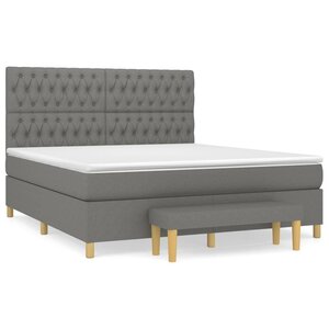 vidaXL Sommier à lattes de lit avec matelas Gris foncé 180x200cm Tissu
