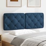 vidaXL Coussin de tête de lit bleu 140 cm tissu