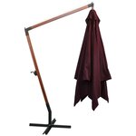 vidaXL Parasol de jardin suspendu et mât rouge bordeaux bois de sapin