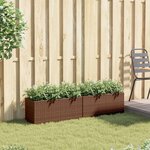 vidaXL Jardinières avec 2 pots 2 Pièces marron 72x30x32 cm résine tressée
