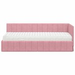 vidaXL Cadre de lit d'angle avec matelas Rose 80 x 200 cm Velours