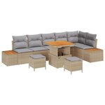 vidaXL Ensemble de canapé de jardin 9 Pièces Beige polyrotin