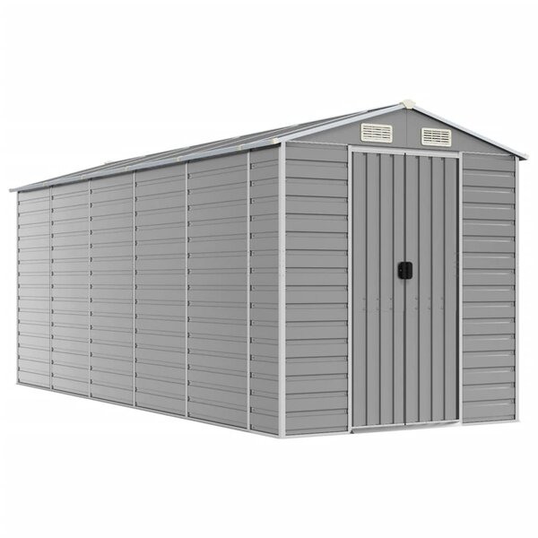 vidaXL Abri de jardin gris clair 191x470x198 cm acier galvanisé