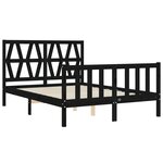 vidaXL Cadre de lit avec tête de lit noir 140x190 cm bois massif